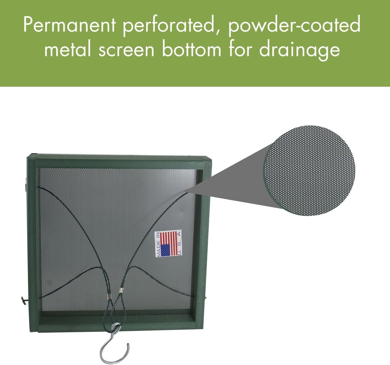 Durable Green Platform Bird Feeder with Screwed Construction & Drainage