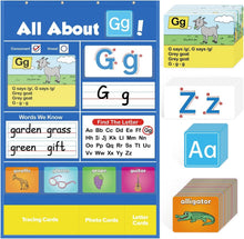 Load image into Gallery viewer, Interactive Alphabet Learning Pocket Chart with Write &amp; Wipe Surface for Kids