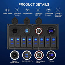 Load image into Gallery viewer, Versatile Waterproof Switch Panel with 8 Rocker Switches and Dual USB Ports