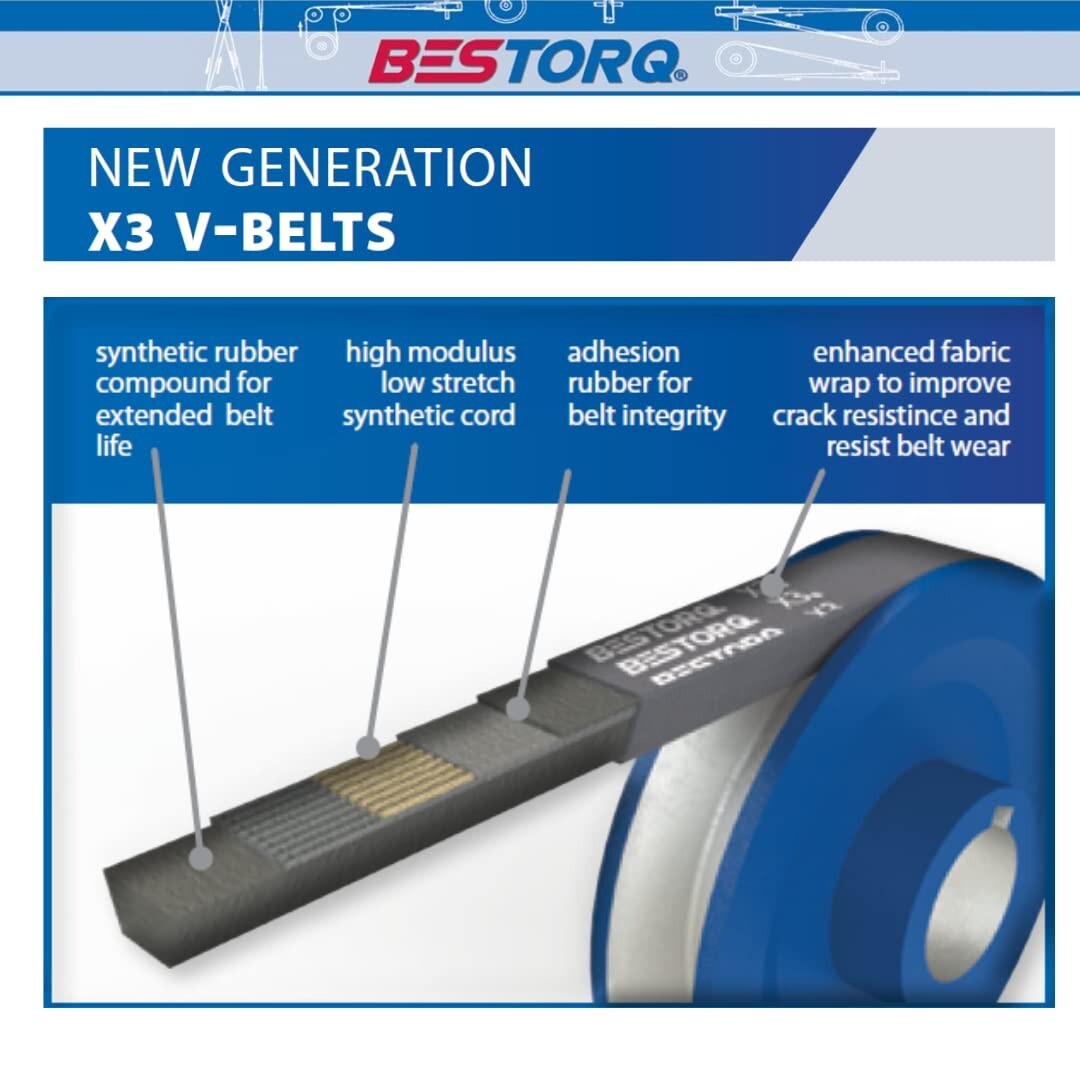 High Load Capacity V-Belts, 49" Wrapped Rubber, 10-pack - Ideal for Vacuums