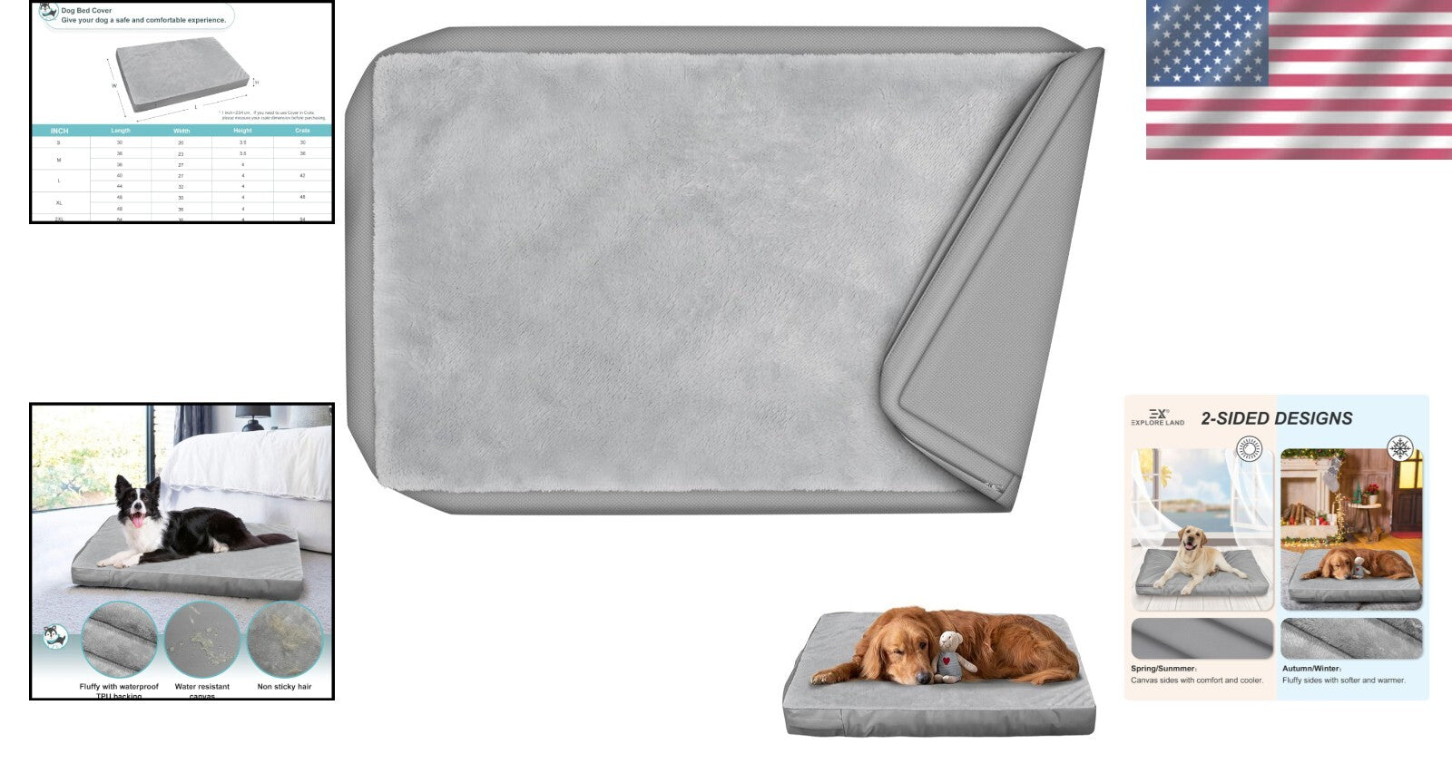 Heavy-Duty Waterproof Dog Bed Cover, Fluffy Design 48"L x 36"W for Large Pets