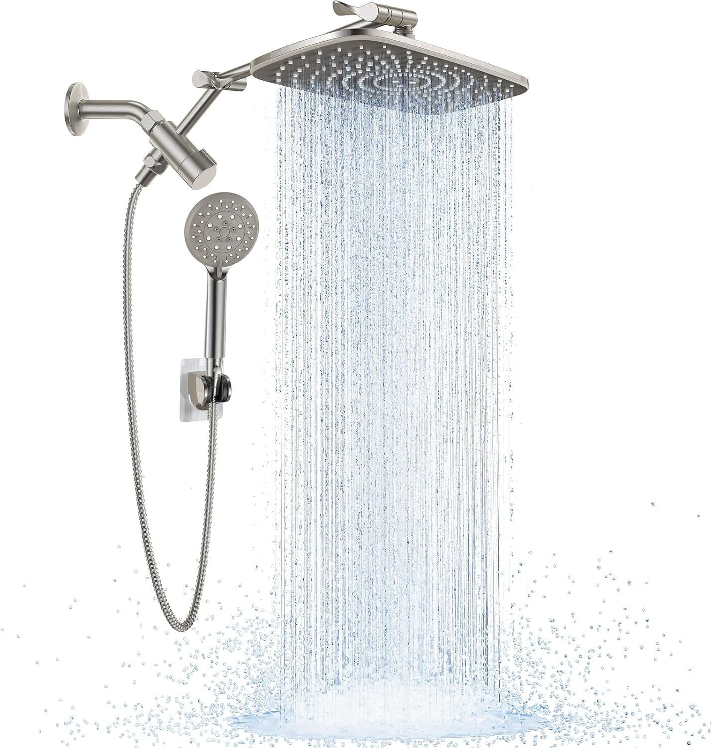 Adjustable 11.8 Inch Rain Showerhead Combo with 6 Spray Modes & Anti-Leak Design