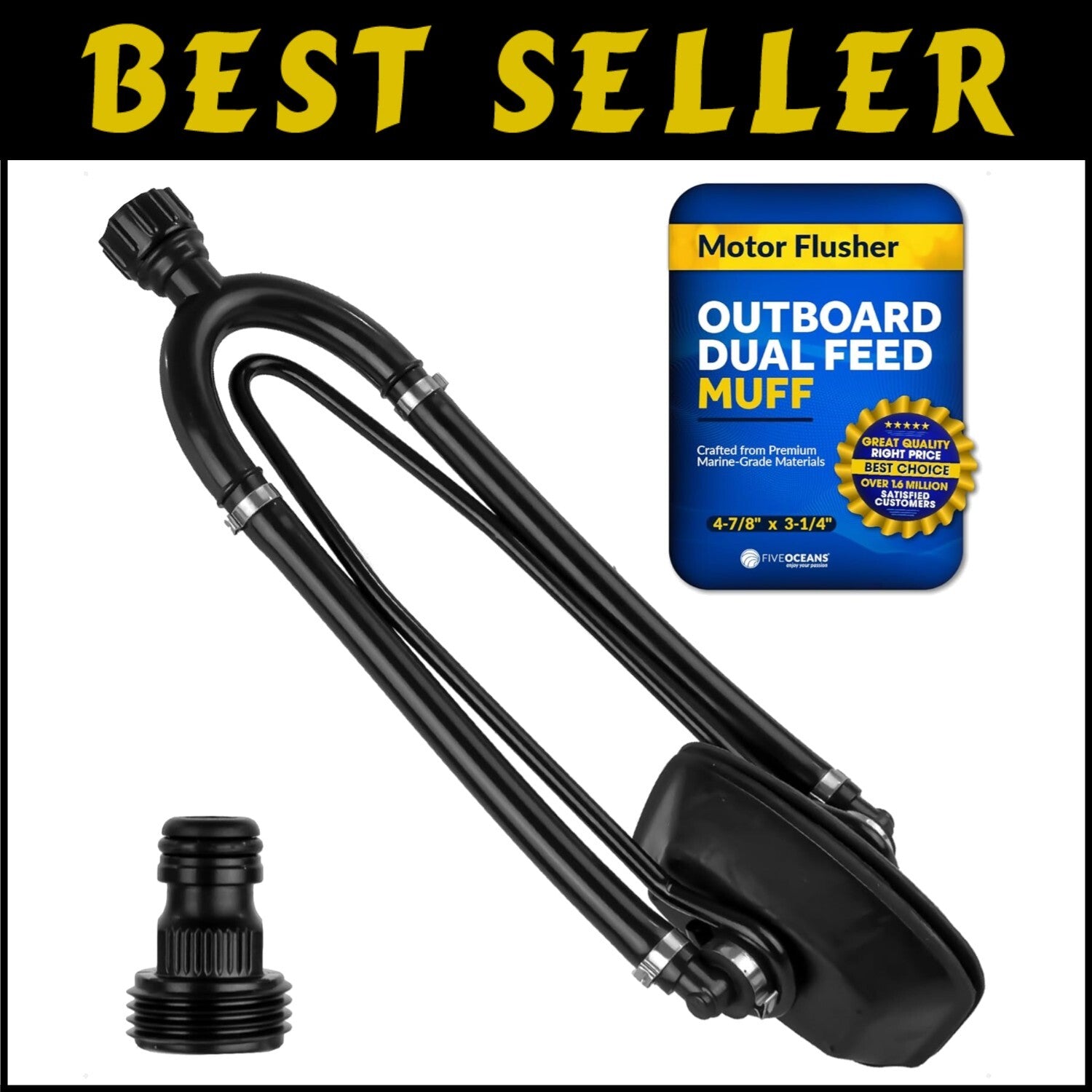 Premium Dual-Feed Outboard Motor Muffs with Quick Connect for Easy Flushing