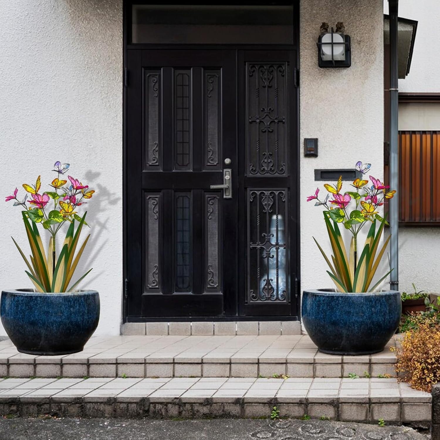 Light Green Butterfly Metal Sculptures - Wind Resistant Garden Ornaments (3pcs)