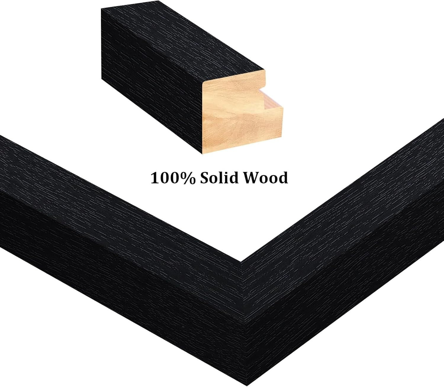 Elegant 11x14 Solid Wood Picture Frames 4PCS with Plexiglass Cover - Black