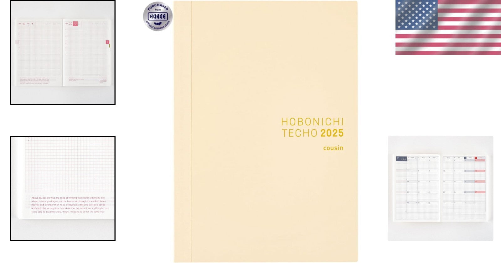 Elegant A5 Hobonichi Techo 2025 Cousin: Yearly Planner with Daily Quotes
