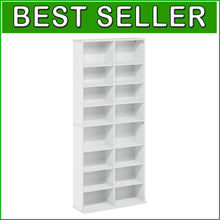 Load image into Gallery viewer, Sleek 16-Shelf Media Storage Tower Rack - Durable, Easy Assembly - White Finish