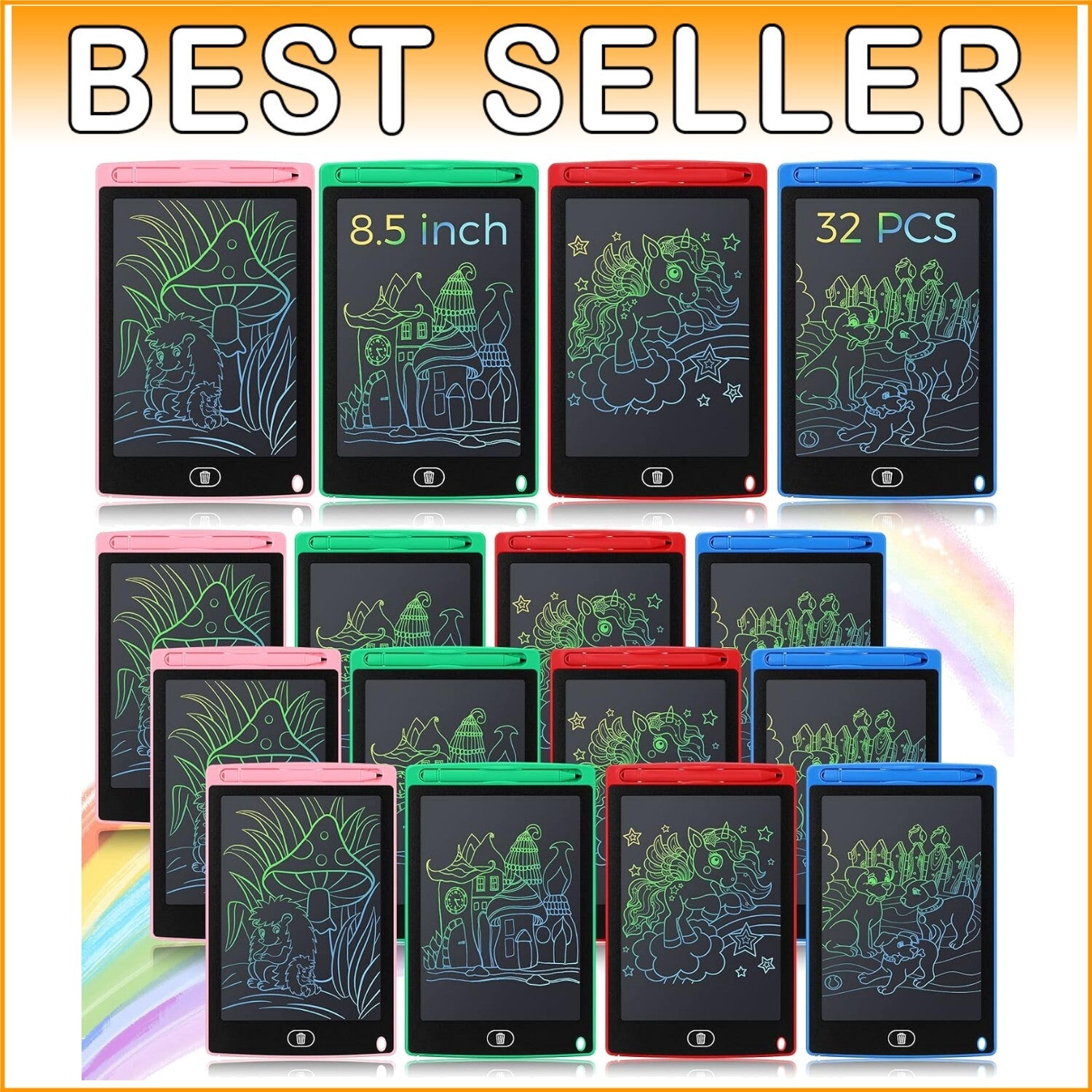 Eye-Caring LCD Writing Tablets - 32 Colorful Drawing Pads for Girls & Boys
