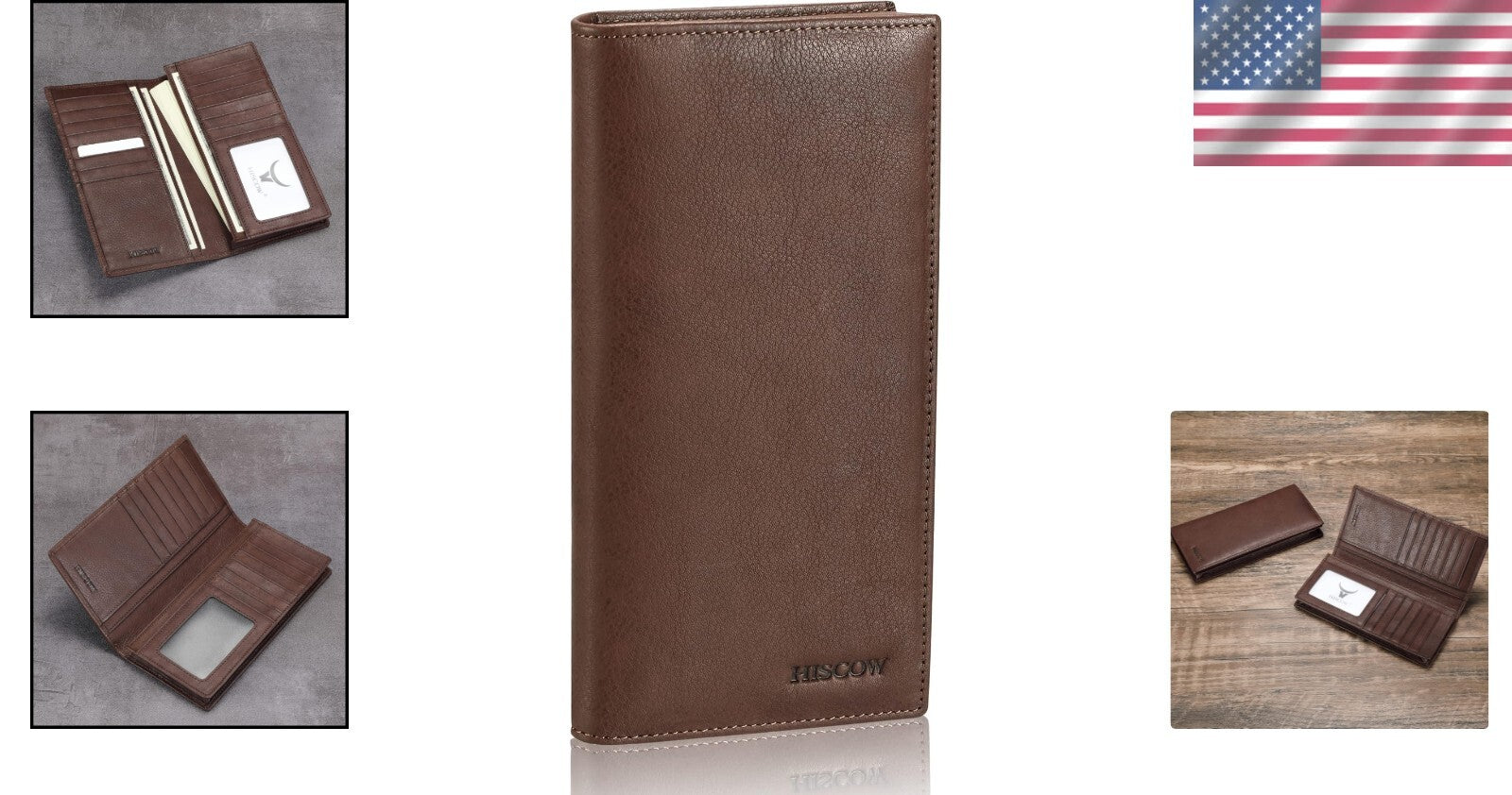 Luxury Italian Calfskin Bifold Wallet with 15 Credit Card Slots - Coffee Color