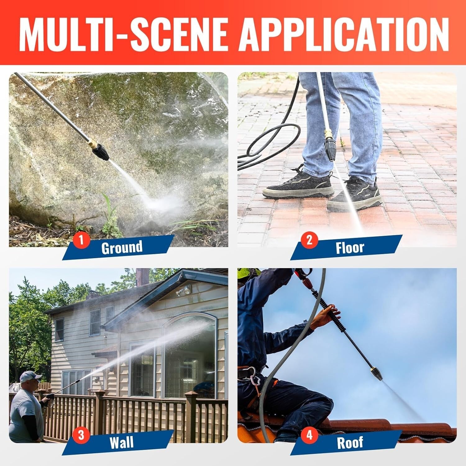 Turbo Nozzle 4000 PSI Max - 360° Rotating Tips for Powerful Pressure Washing