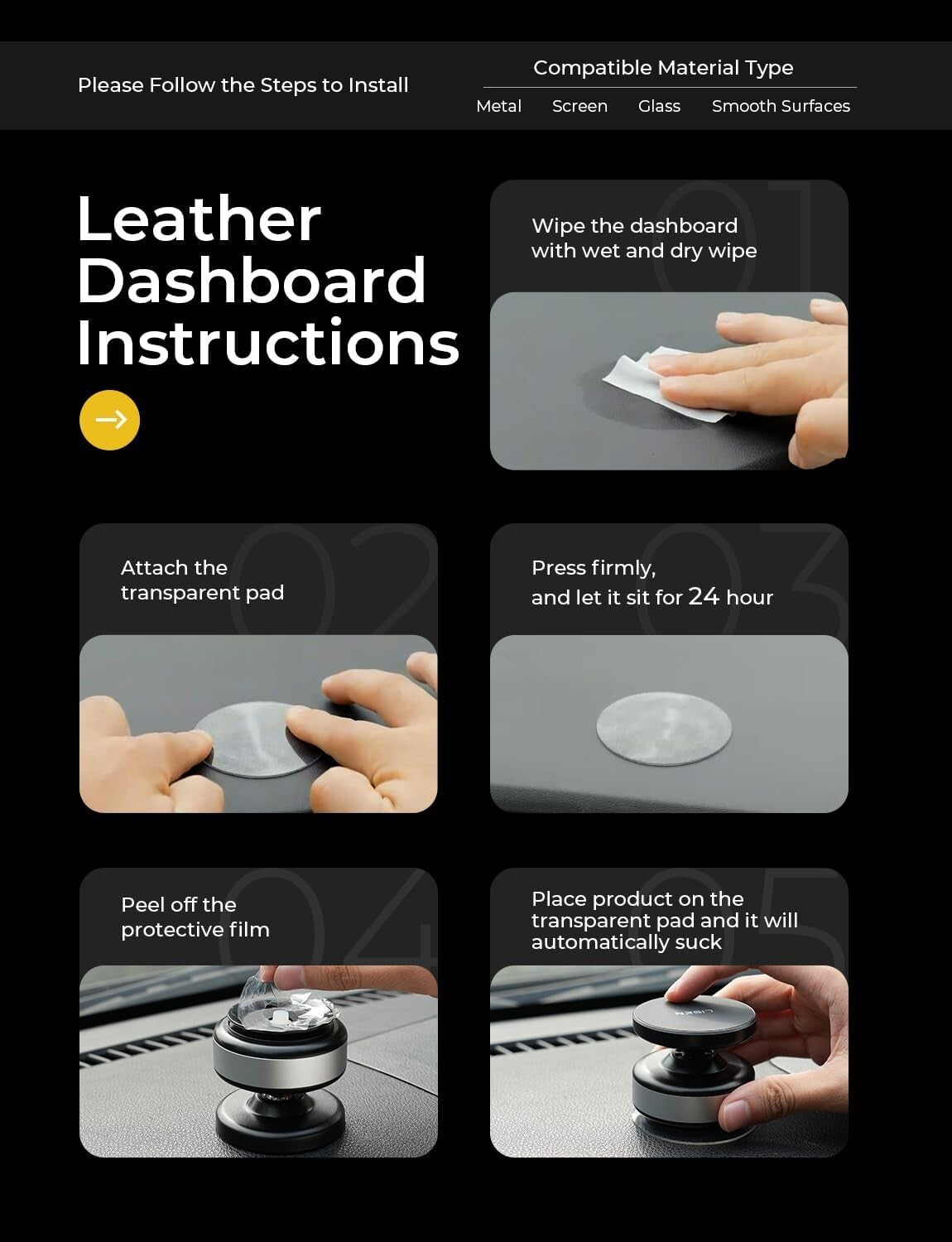 Adjustable Vacuum Magnetic Phone Mount for Dashboard - Perfect for iPhone 12+