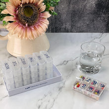 Load image into Gallery viewer, 8x7 Large Weekly Pill Organizer - 56 Compartment Clear Pillbox for Travel &amp; Home