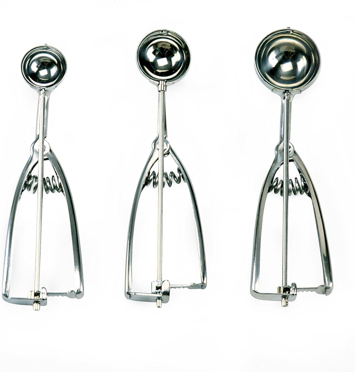 Set of 3 Elegant Stainless Steel Cookie Scoops - Perfect for Ice Cream & More
