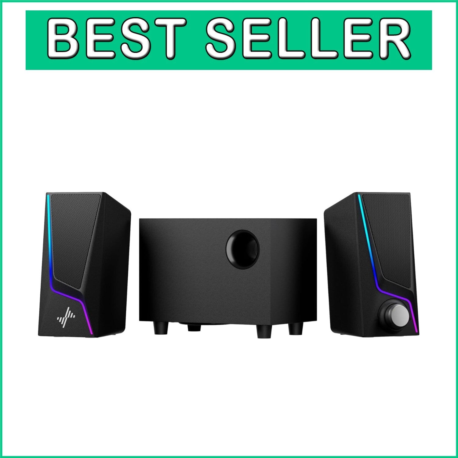 Dynamic 28W 2.1 Channel Speakers with Subwoofer & Touch Lighting Control