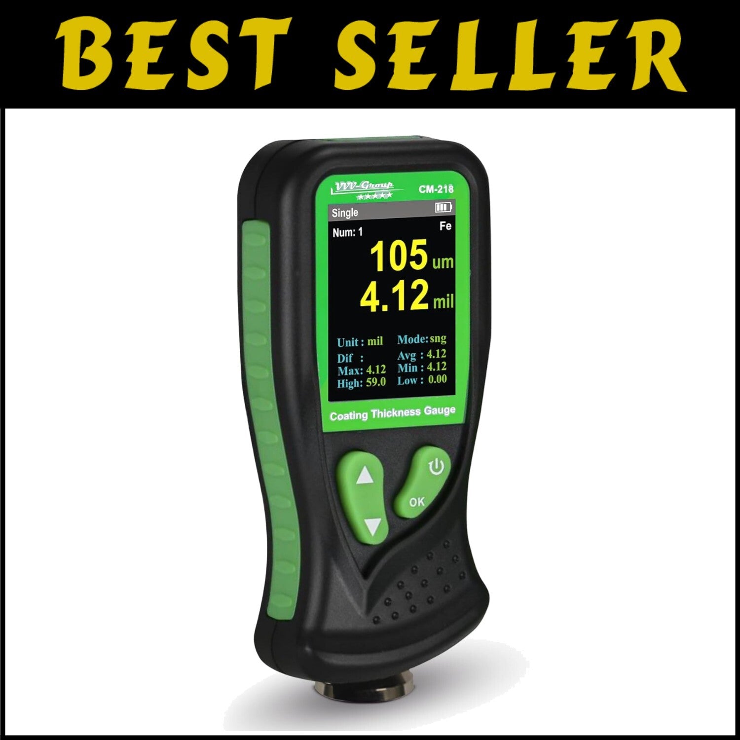 Digital Coating Thickness Gauge - Precision Paint Depth Meter with USB Recharge