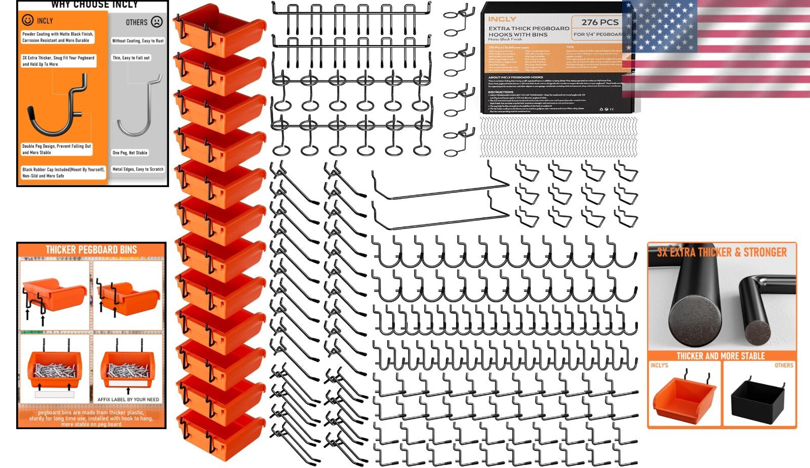 Adjustable Pegboard Accessory Kit - 276pcs for Tough & Stylish Garage Storage