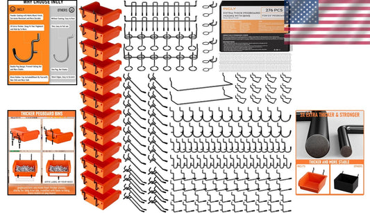 Adjustable Pegboard Accessory Kit - 276pcs for Tough & Stylish Garage Storage