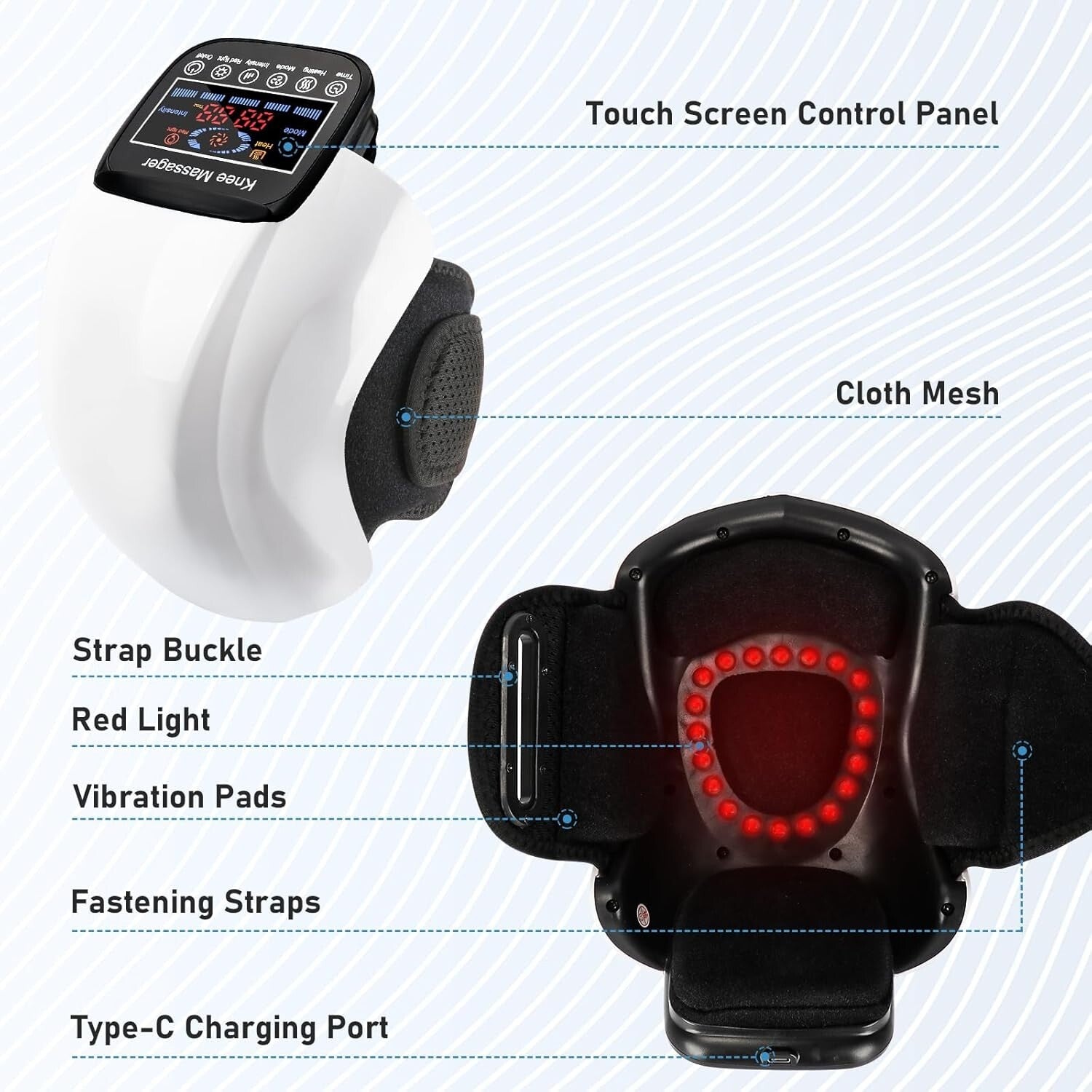Multi-Function Knee and Shoulder Massager - Rechargeable with Red Light Therapy
