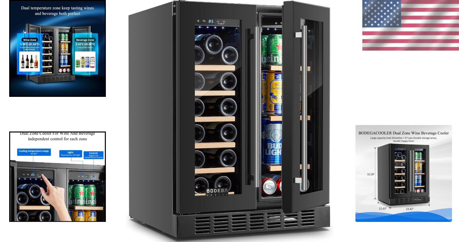 Elegant 24 Inch Black Wine and Beverage Refrigerator with Adjustable Shelves