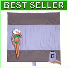 Load image into Gallery viewer, Oversized Waterproof Beach Mat with 6 Stakes and Corner Pockets for Stability