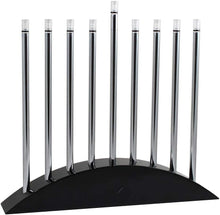 Load image into Gallery viewer, Modern Chanukah Menorah - Black &amp; Silver LED Design with Multi-Power Options