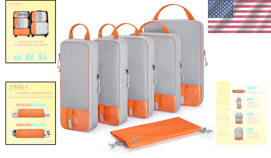 Set of 6 Lightweight Compression Packing Cubes - Space-Saving Travel Essentials