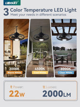 Load image into Gallery viewer, Versatile 20" Caged Ceiling Fan for Patios with Remote &amp; Adjustable LED Light