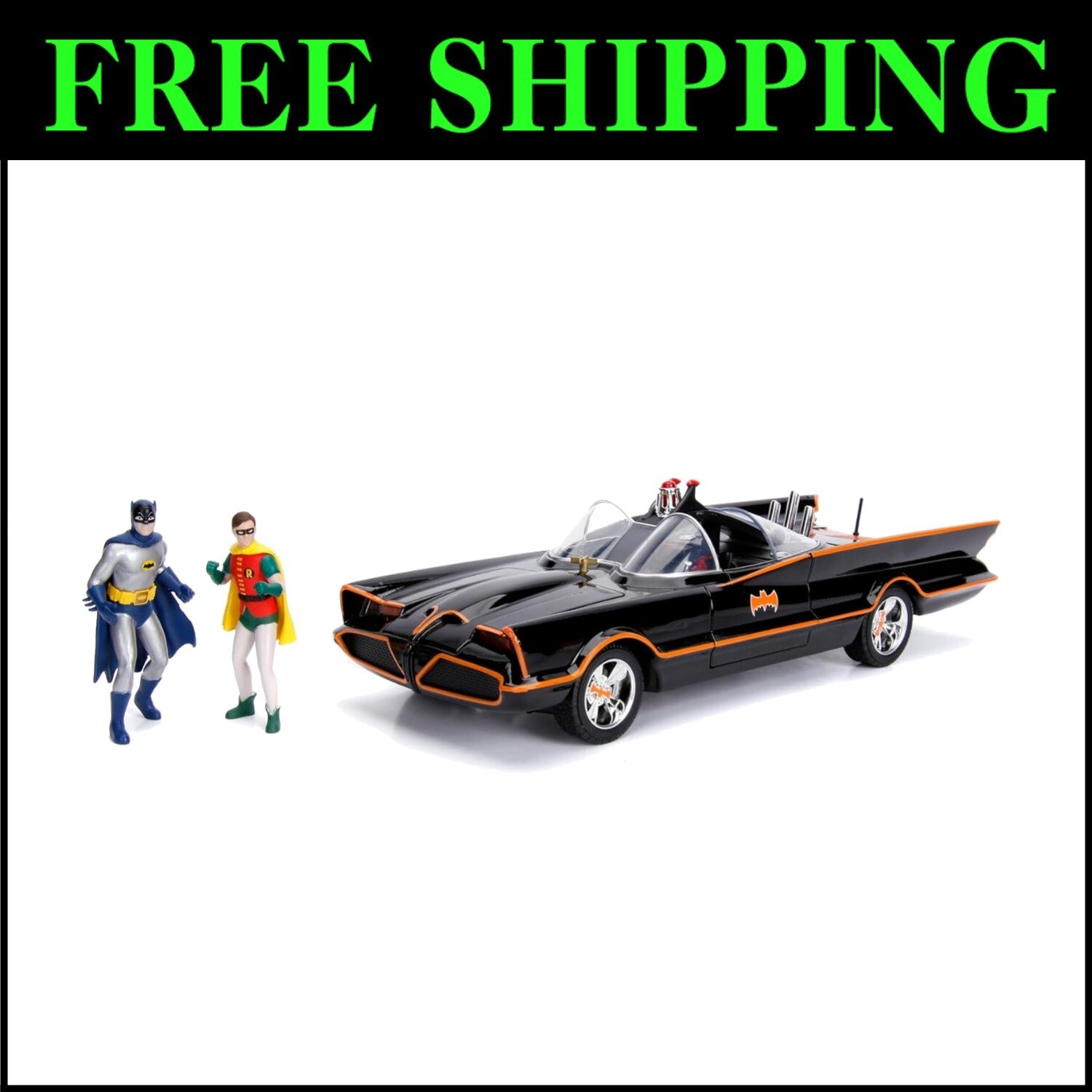 Die-cast Batmobile Vehicle and 3" Batman & Robin Figurines - Collector's Edition