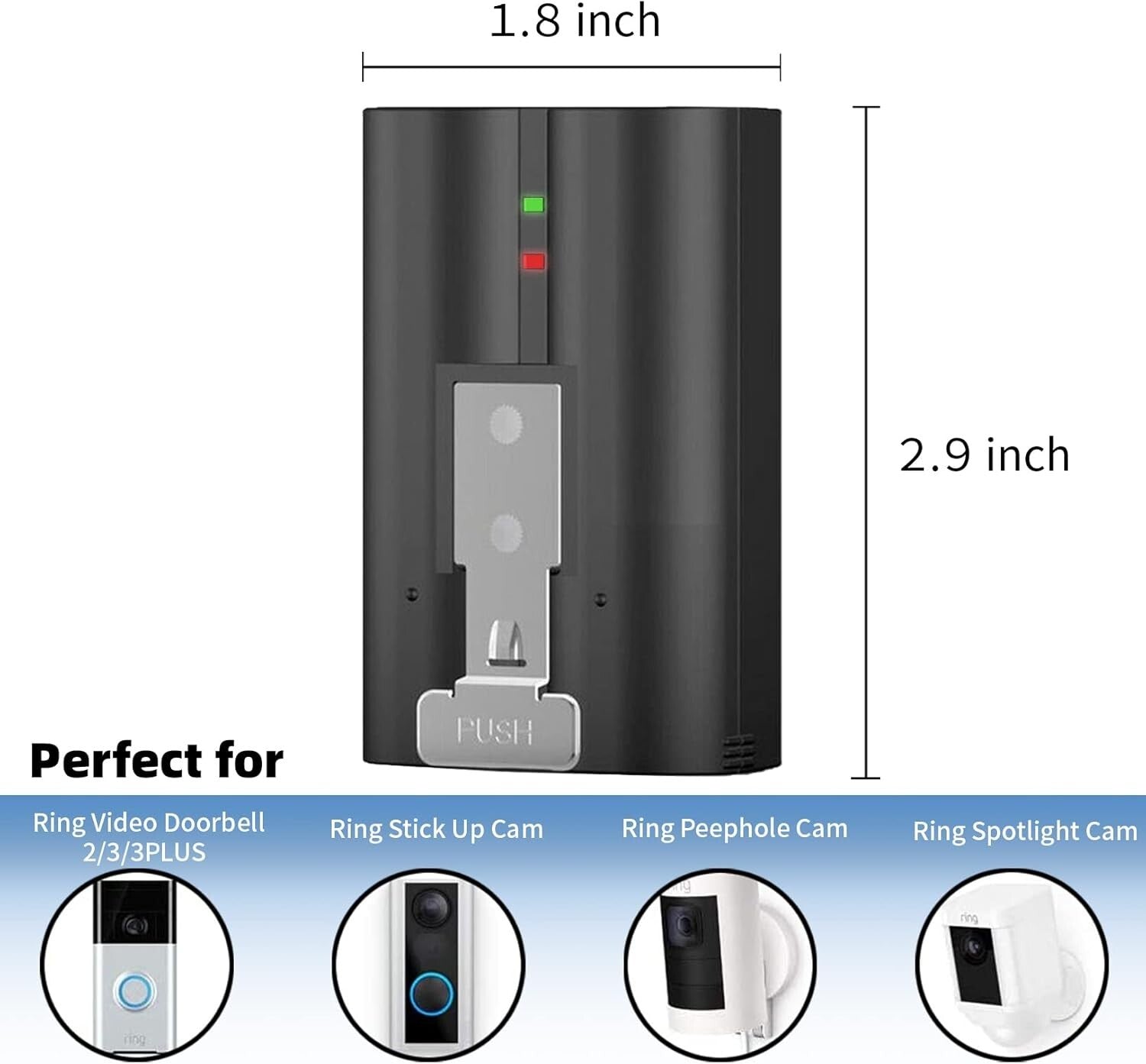 Rechargeable 6040mAh Battery Pack & Charger for Ring Doorbell and Spotlight Cam