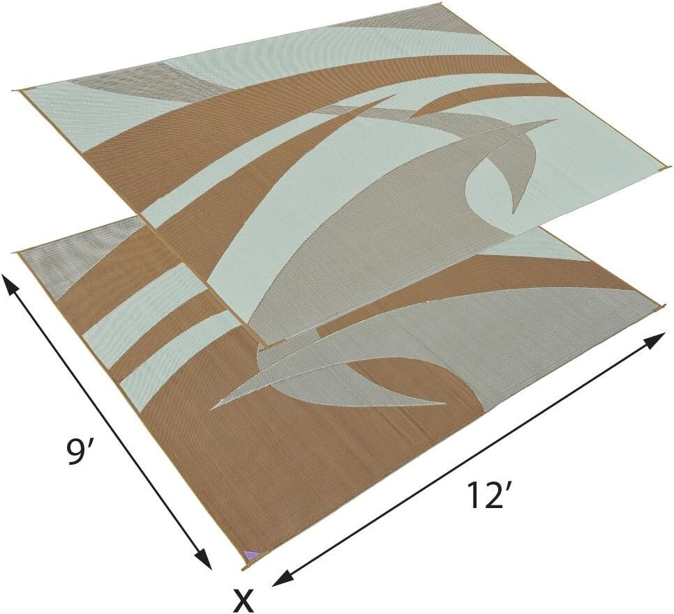 Durable 9x12 Outdoor Mat for Patio, RV & Beach - Easy Cleaning & UV Protected