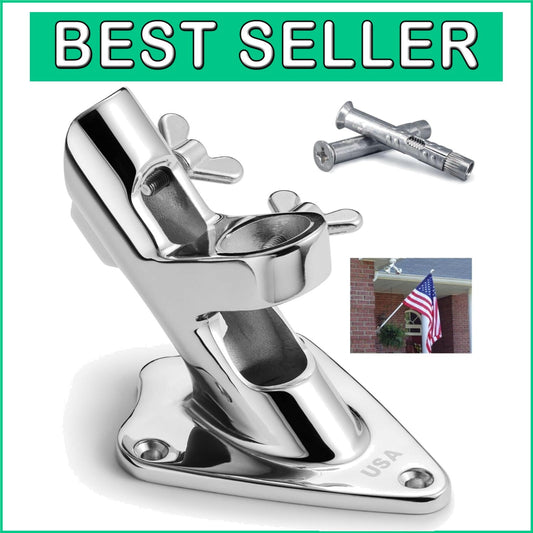 Corrosion-Resistant Flag Pole Mount with 316 Stainless Steel Hardware - 1 Inch