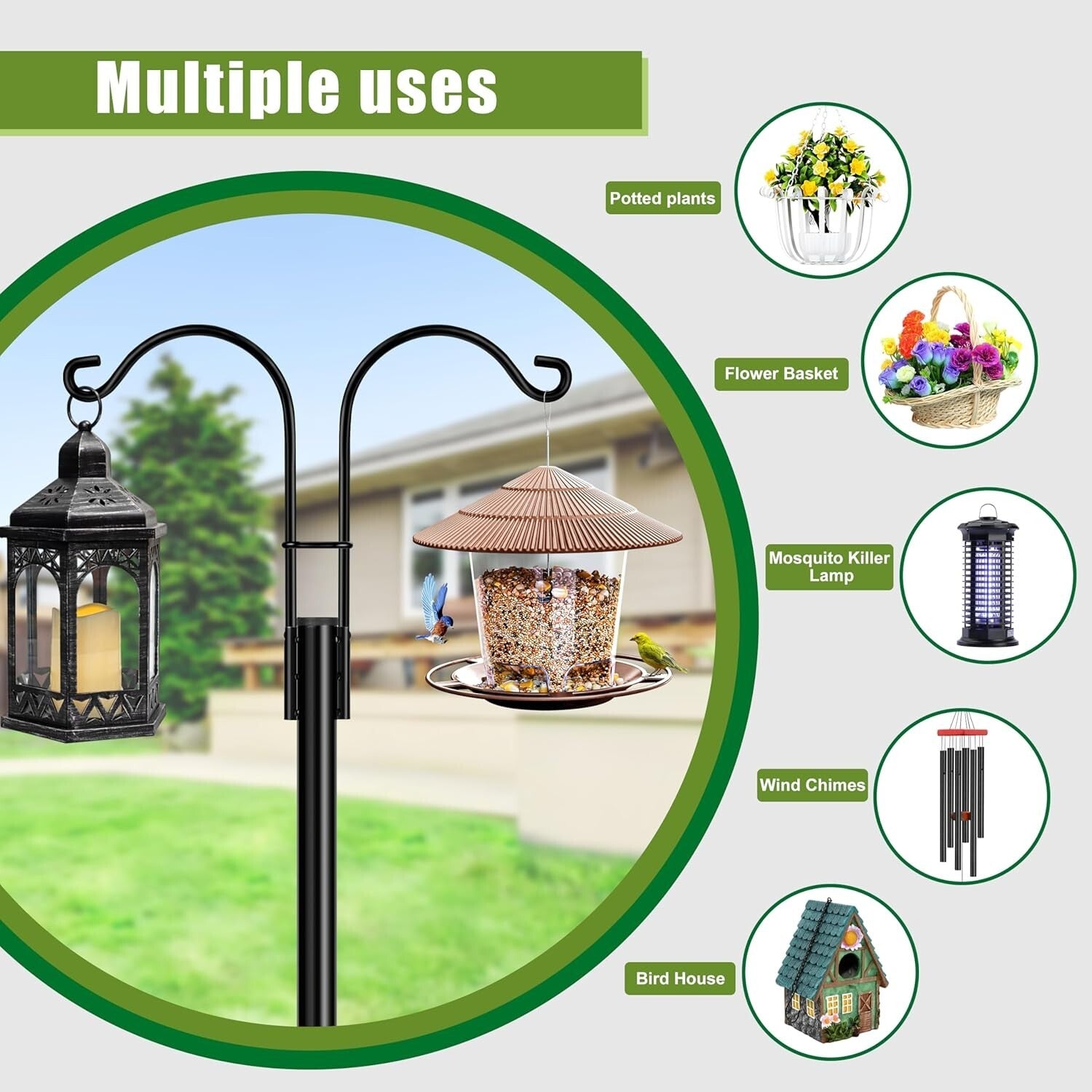 Adjustable Heavy Duty Double Arm Garden Hooks for Elegant Outdoor Spaces