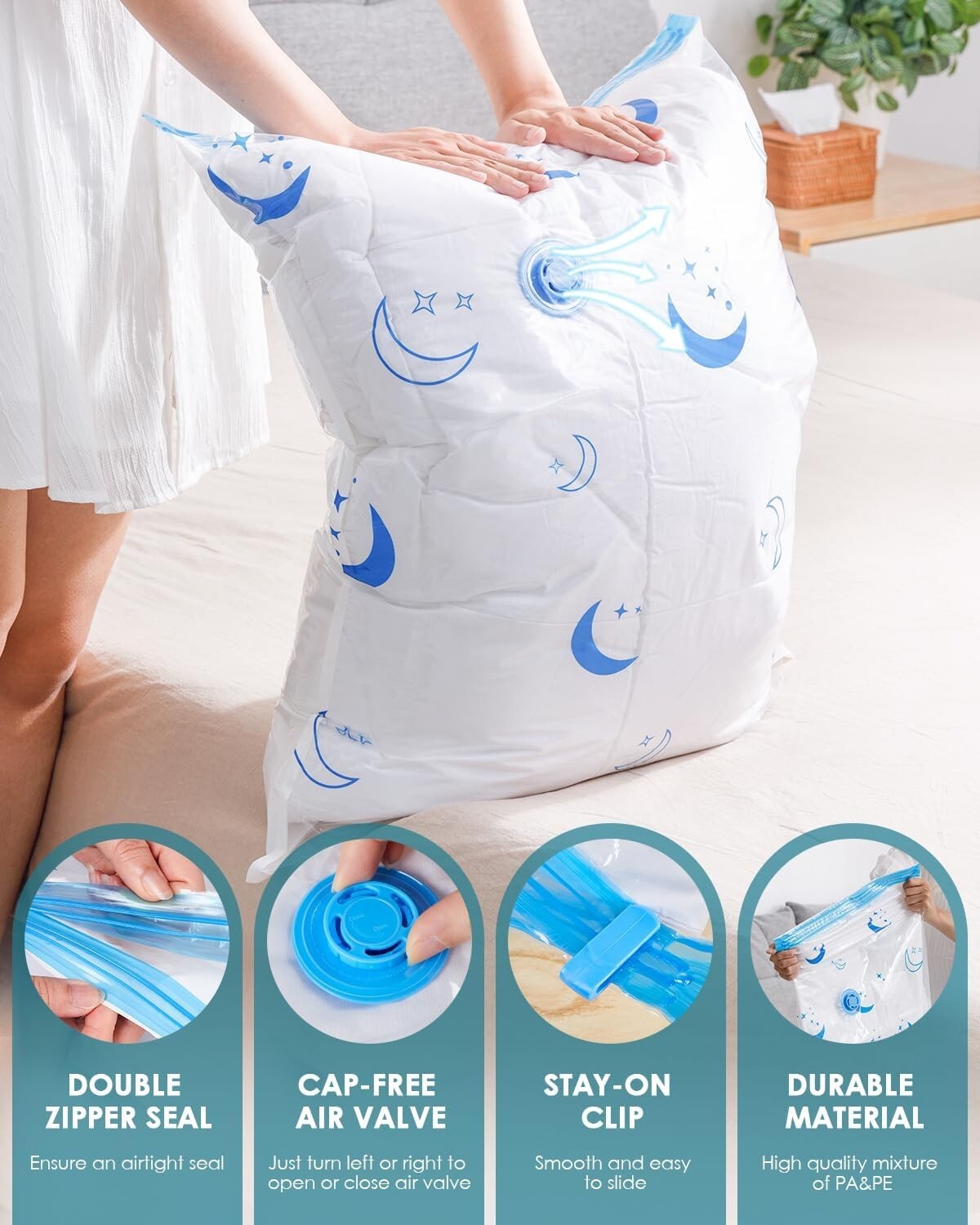 Durable 35 Pack Vacuum Storage Bags with Rechargeable Pump - Travel Essential
