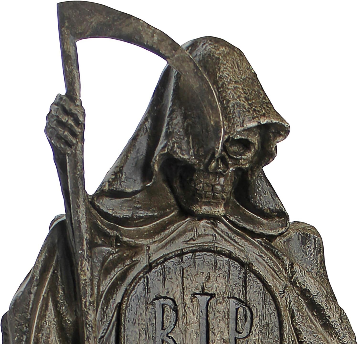 12" Tall Grim Reaper Statue - Lightweight Outdoor Tombstone for Spooky Displays