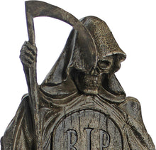 Load image into Gallery viewer, 12" Tall Grim Reaper Statue - Lightweight Outdoor Tombstone for Spooky Displays