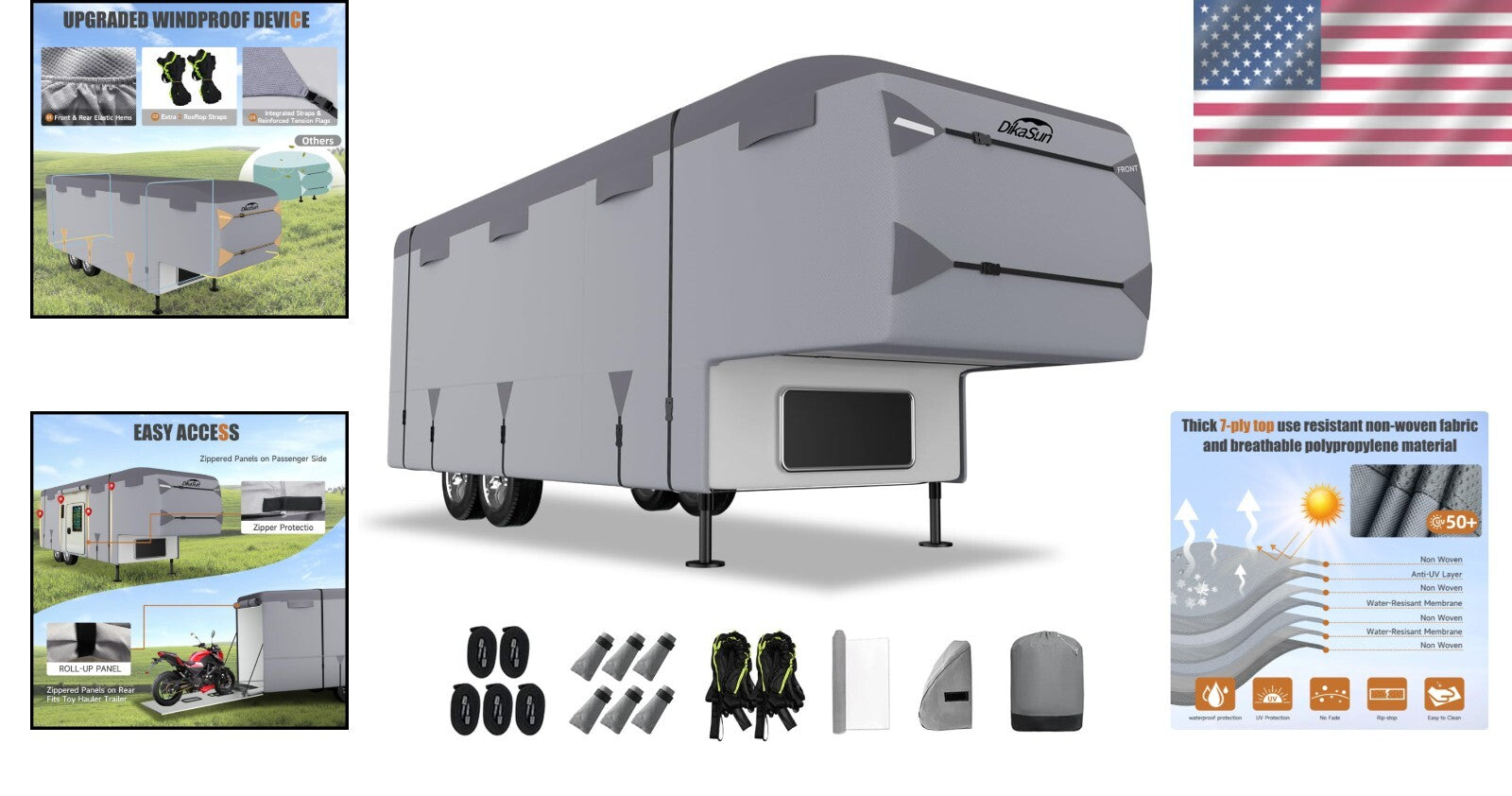 Custom-Fit 5th Wheel RV Cover - Waterproof, Windproof & 3-Year Warranty Included