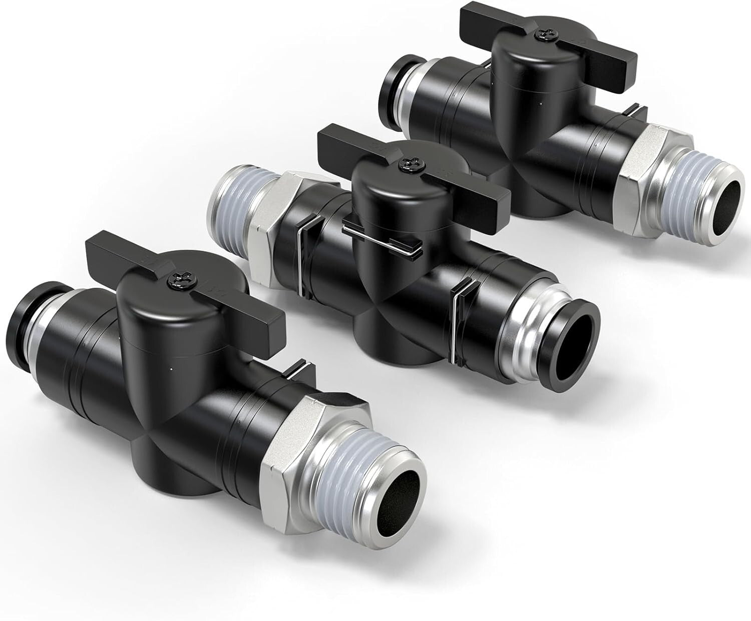 1/4" Tube OD x 1/8" NPT Thread Ball Valve - 145 PSI Air Flow Control (5 Pack)