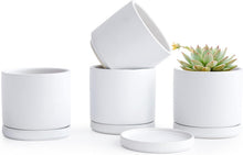 Load image into Gallery viewer, Lightweight White Ceramic Plant Pots with Saucer - Ideal for Indoor Plants