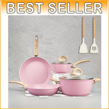 Load image into Gallery viewer, PFAS-Free Elegant Pink Ceramic Cookware Set – 12 Pieces for Gastronomic Delights
