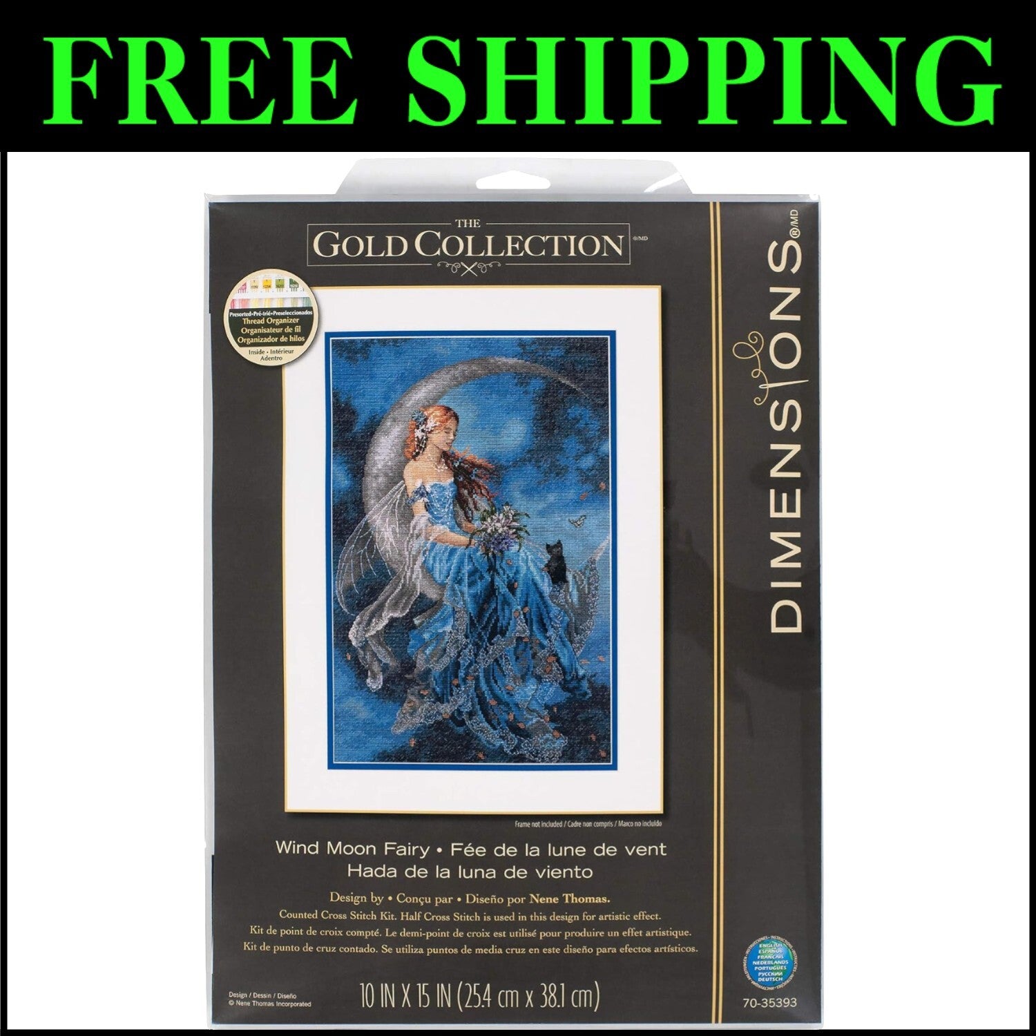 Fantasy Counted Cross Stitch Kit - Moon Fairy with Presorted Thread & Needles