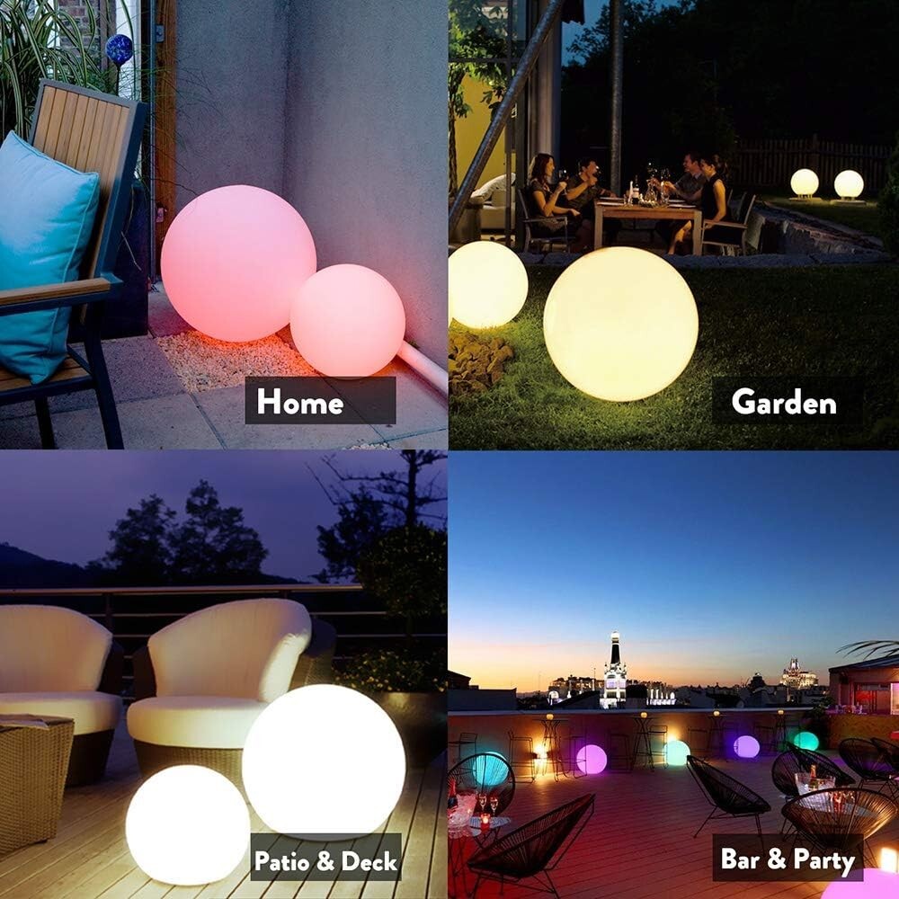 Outdoor Waterproof 20-Inch RGB Glow Ball Light - Remote Control & Dimmable
