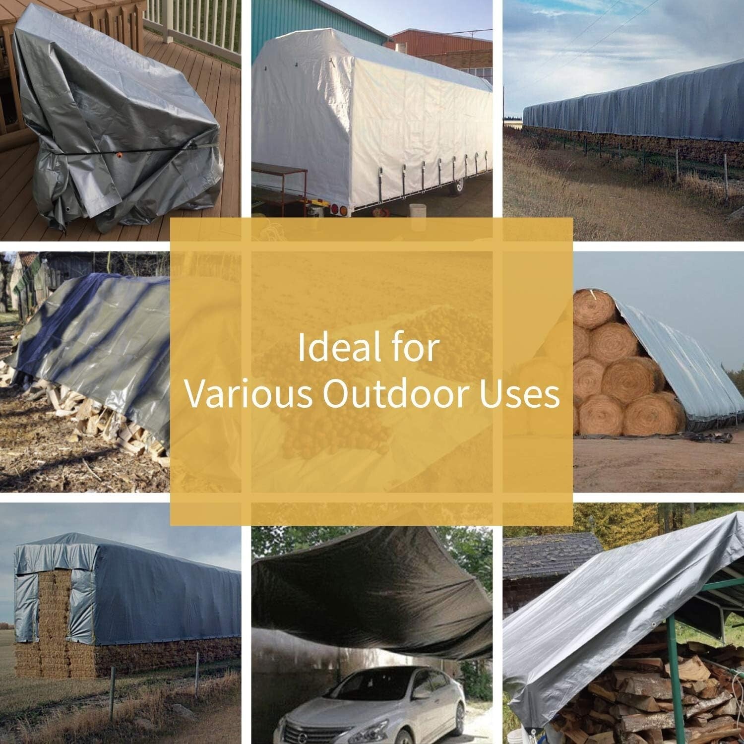 16x20 Heavy Duty Waterproof Tarp - Silver/Black Polyethylene Multi-Purpose Cover