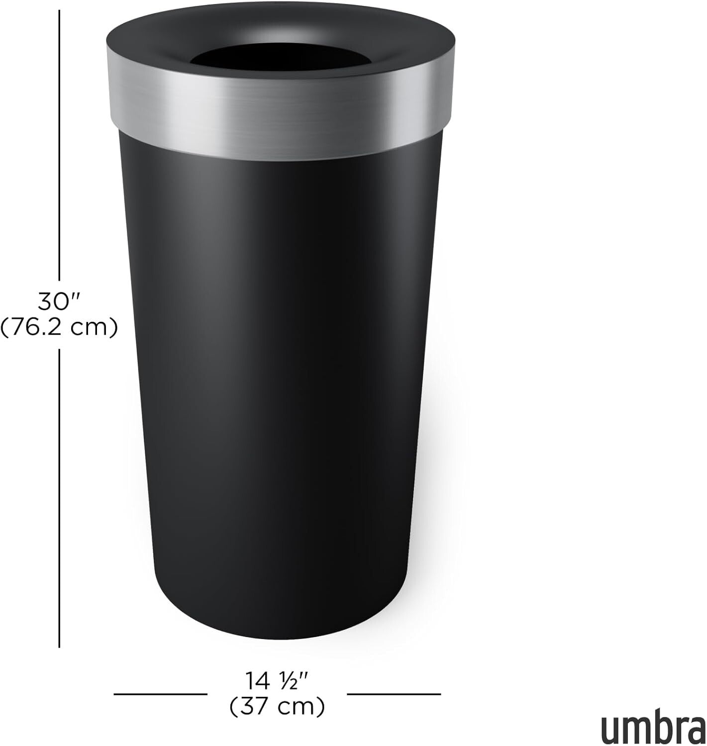 Elegant 16.5-Gallon Black/Nickel Trash Can - Stylish Storage Solution for Home
