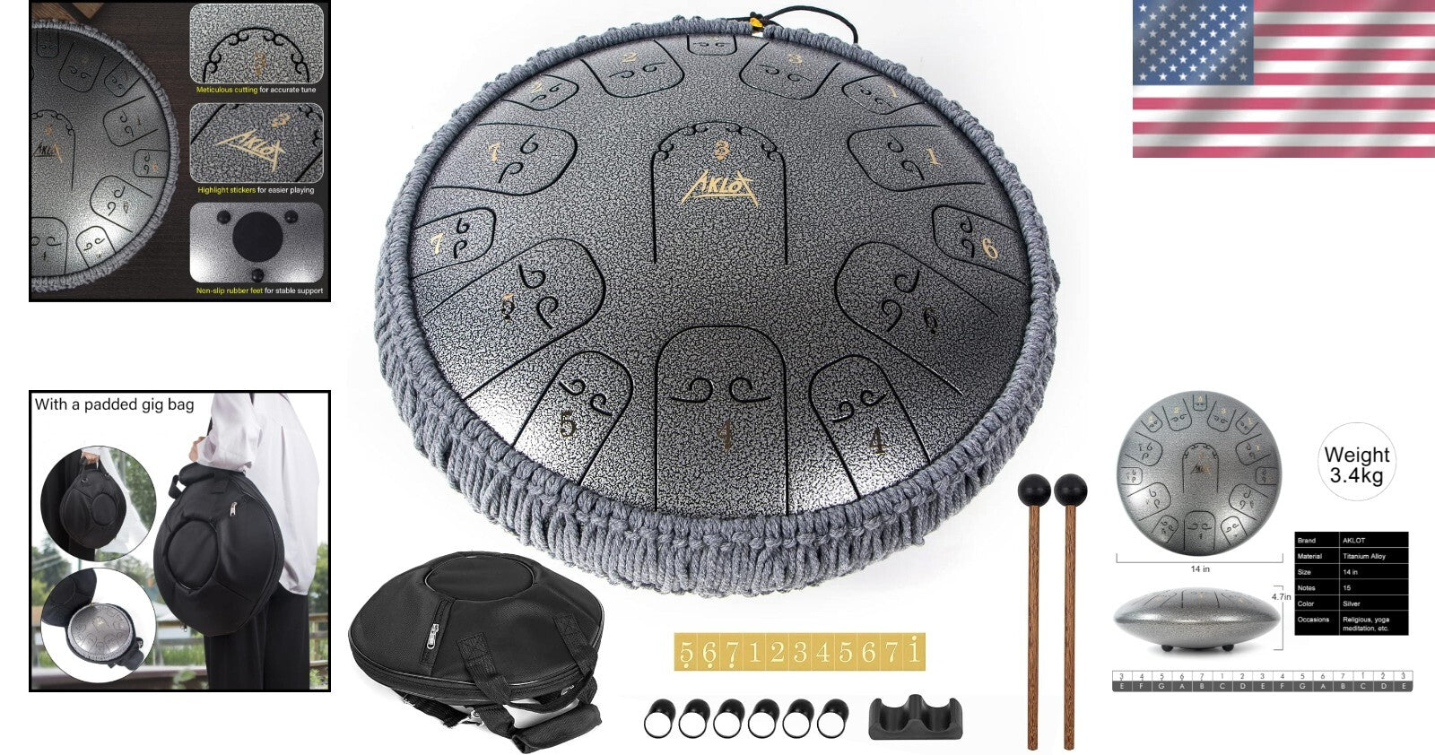 Ethereal Sound 14" Steel Tongue Drum - Perfect for Beginners and Professionals