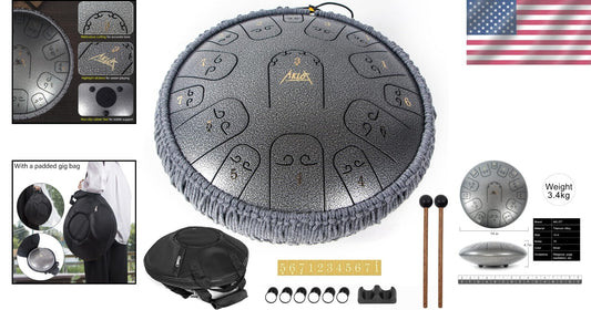 Ethereal Sound 14" Steel Tongue Drum - Perfect for Beginners and Professionals