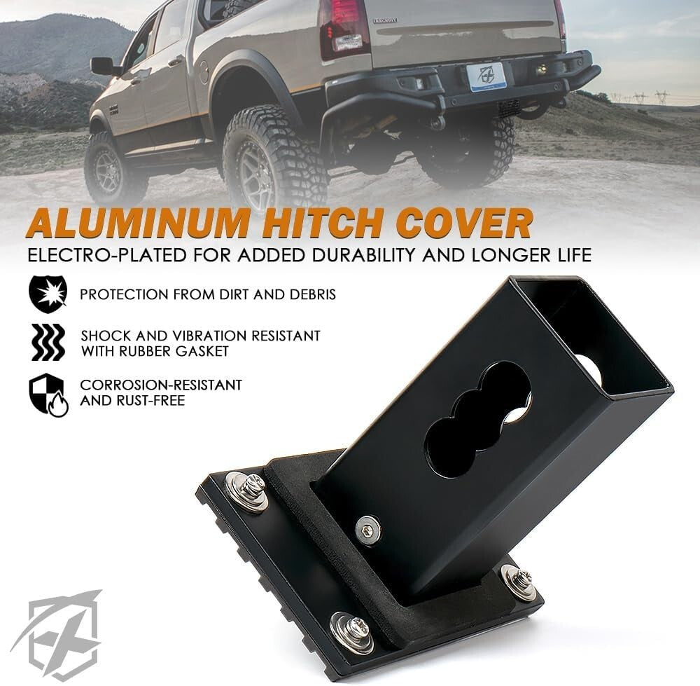 Durable Heavy-Duty Aluminum 2" Trailer Hitch Cover with American Flag Emblem