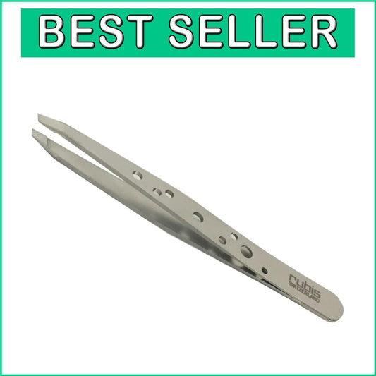 Lightweight Rubis Swiss Slanted Tip Tweezers - 3.75'' for Flawless Hair Removal