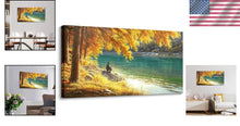 Load image into Gallery viewer, Stunning 40x20 IN Canvas Wall Art - Fishing by the Lake, Perfect for Any Room