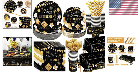 Durable 452 Pcs Elegant Retirement Party Tableware - Ideal for Any Celebration