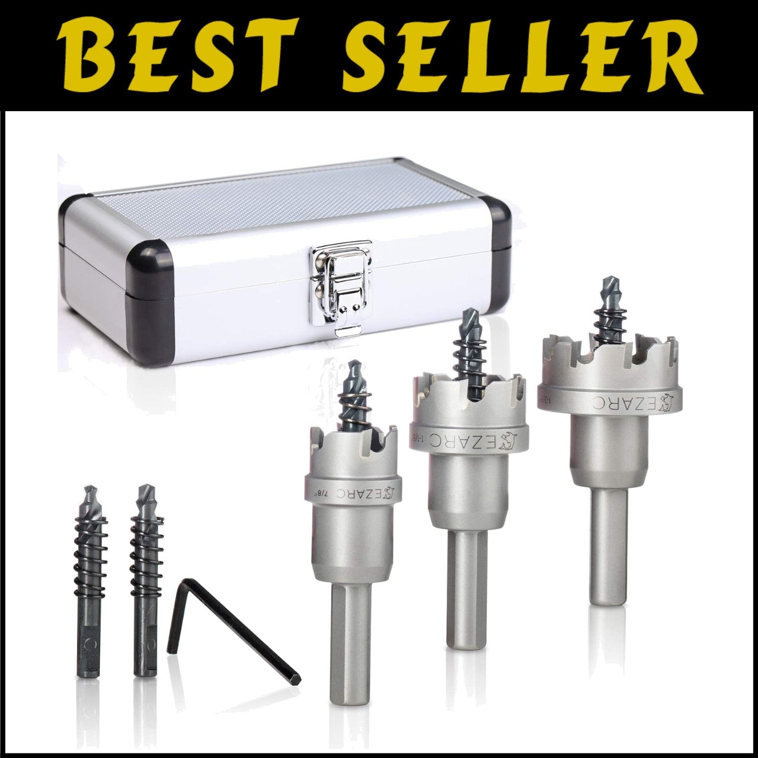 3-Piece Carbide Hole Saw Kit for Precision Metal Drilling - Includes Pilot Bits